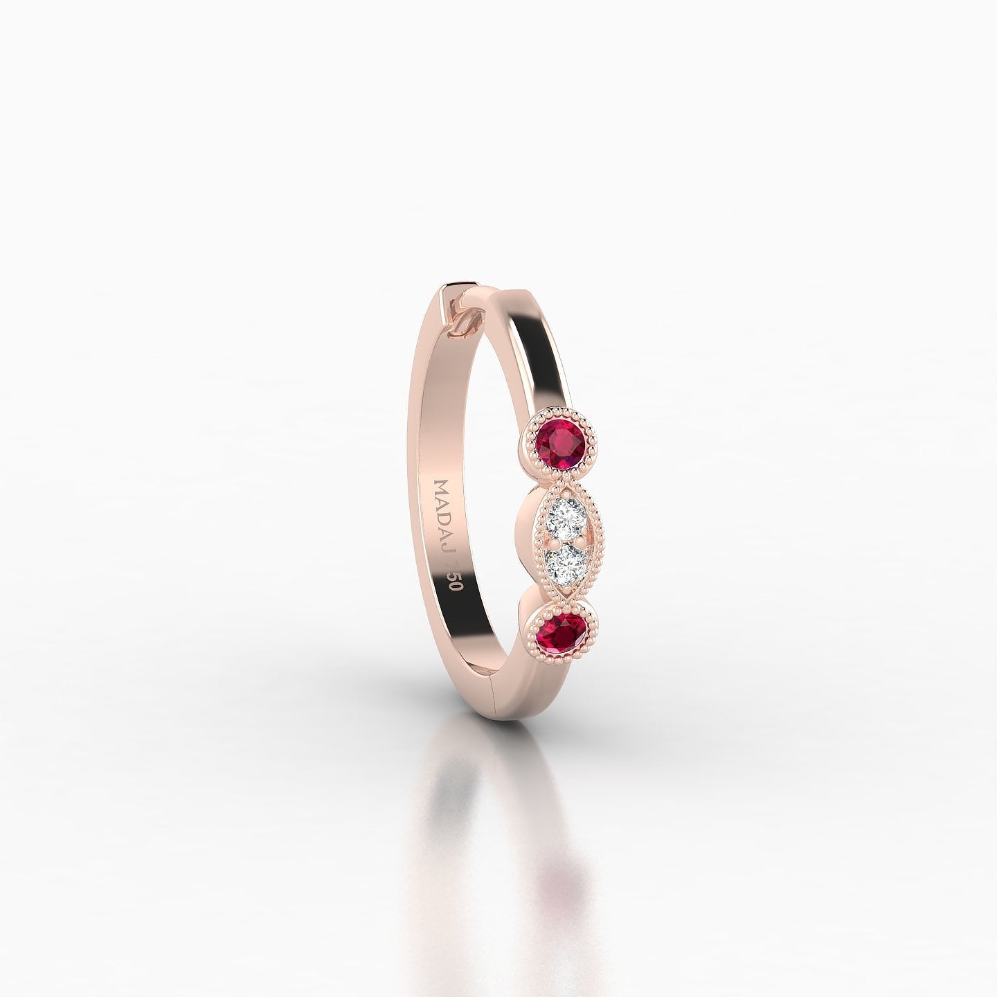 Camilla | 18k Rose Gold 9.5 mm Ruby & Diamond Hoop Piercing