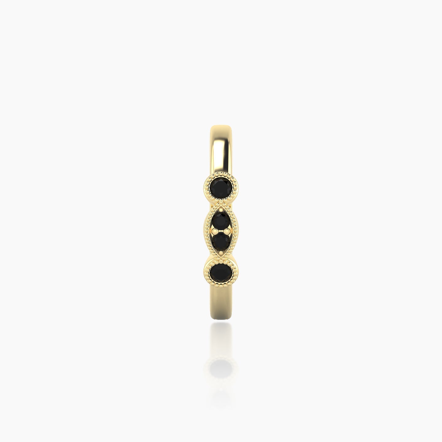 Camilla | 18k Yellow Gold 9.5 mm Black Diamond Hoop Piercing
