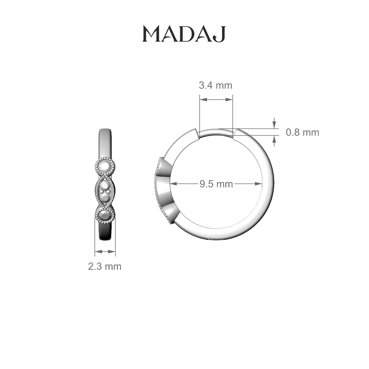Camilla | 18k White Gold 9.5 mm Diamond Nose Ring Piercing