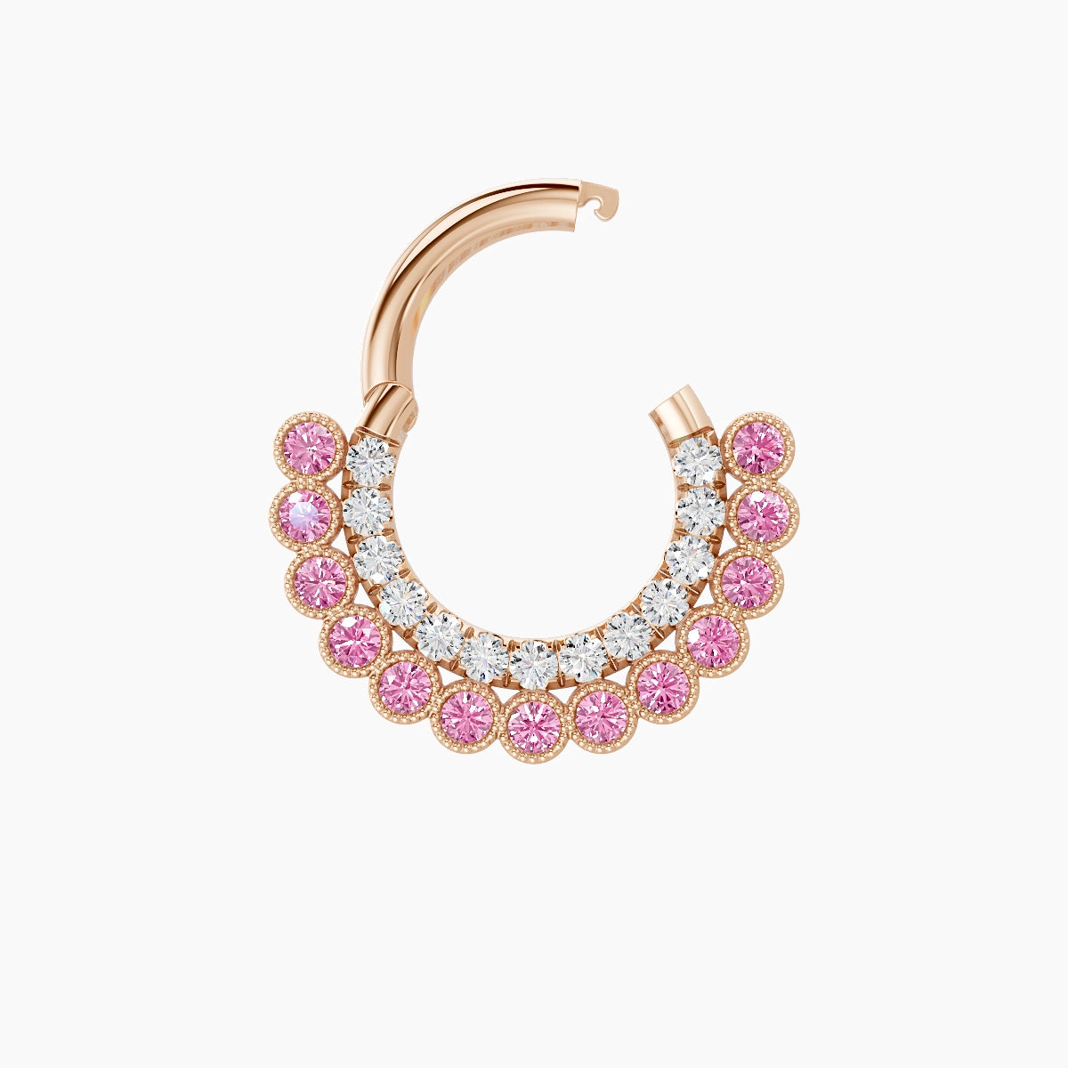 Cassandre | 18k Rose Gold 6.5 mm Pink Sapphire & Diamond Daith Piercing