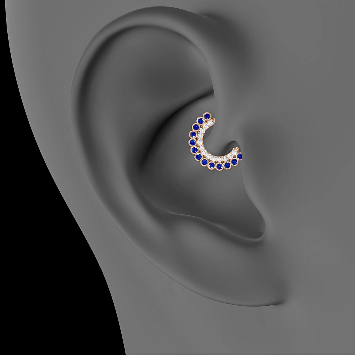 Cassandre | 18k Rose Gold 6.5 mm Sapphire & Diamond Daith Piercing