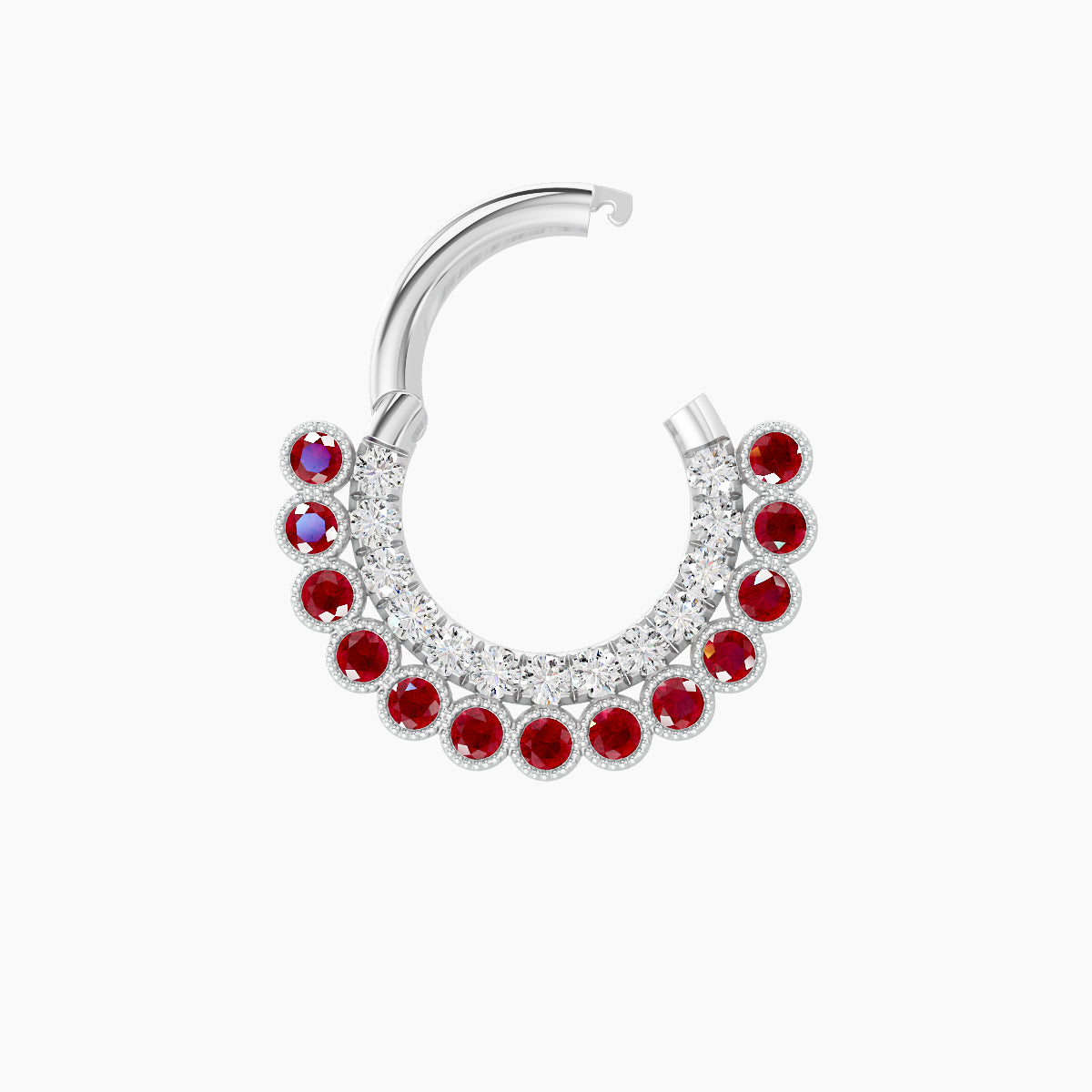 Cassandre | 18k White Gold 6.5 mm Ruby & Diamond Daith Piercing