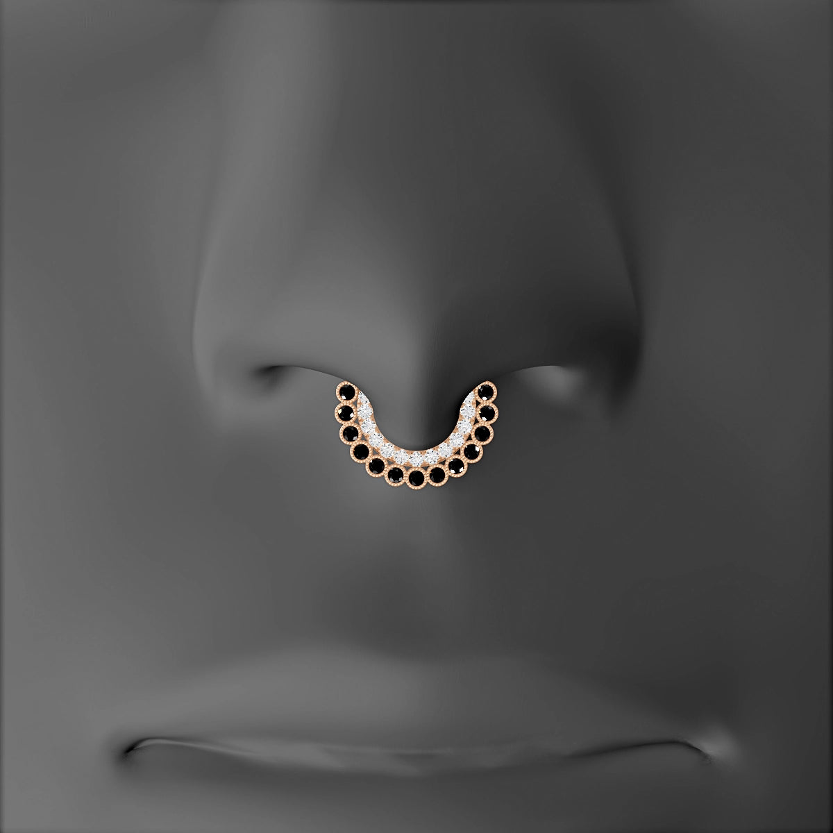 Cassandre | 18k Rose Gold 6.5 mm Black Diamond & Diamond Septum Piercing