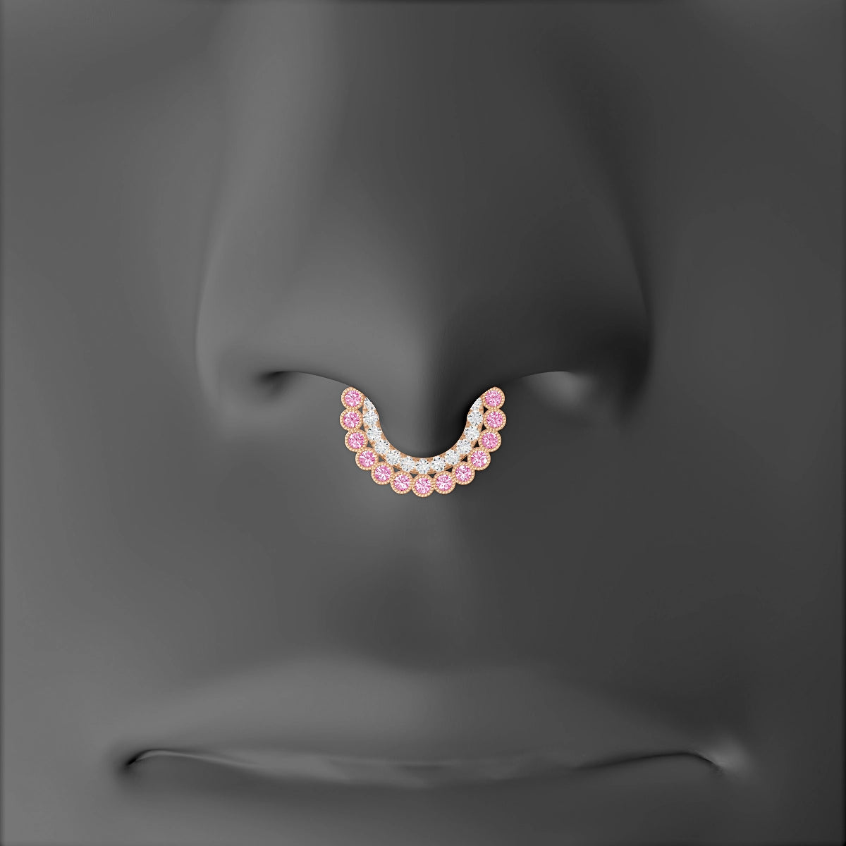 Cassandre | 18k Rose Gold 6.5 mm Pink Sapphire & Diamond Septum Piercing