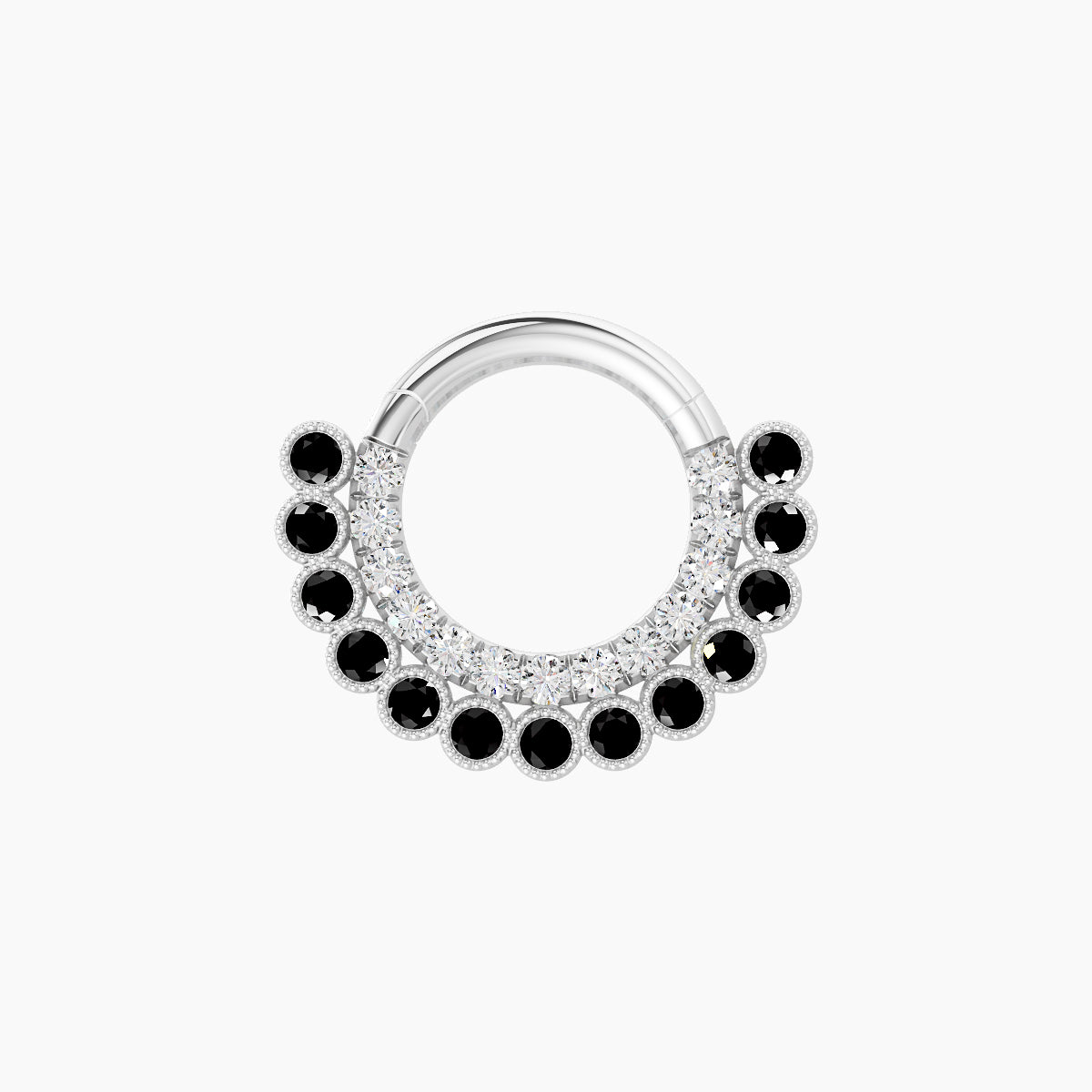 Cassandre | 18k White Gold 6.5 mm Black Diamond & Diamond Septum Piercing
