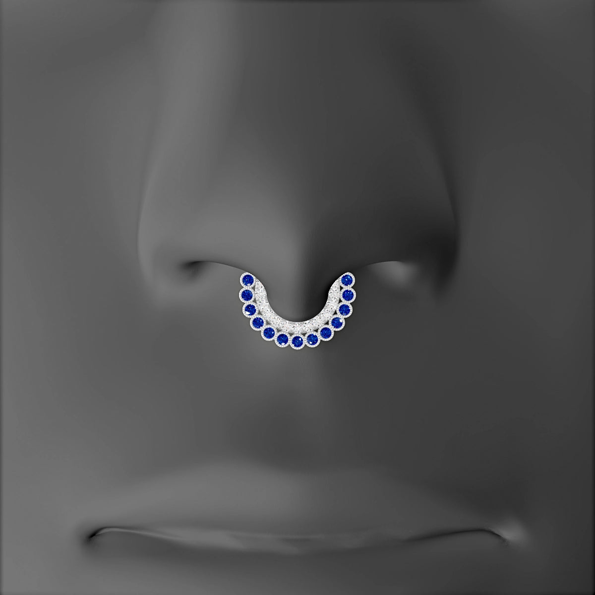 Cassandre | 18k White Gold 6.5 mm Sapphire & Diamond Septum Piercing