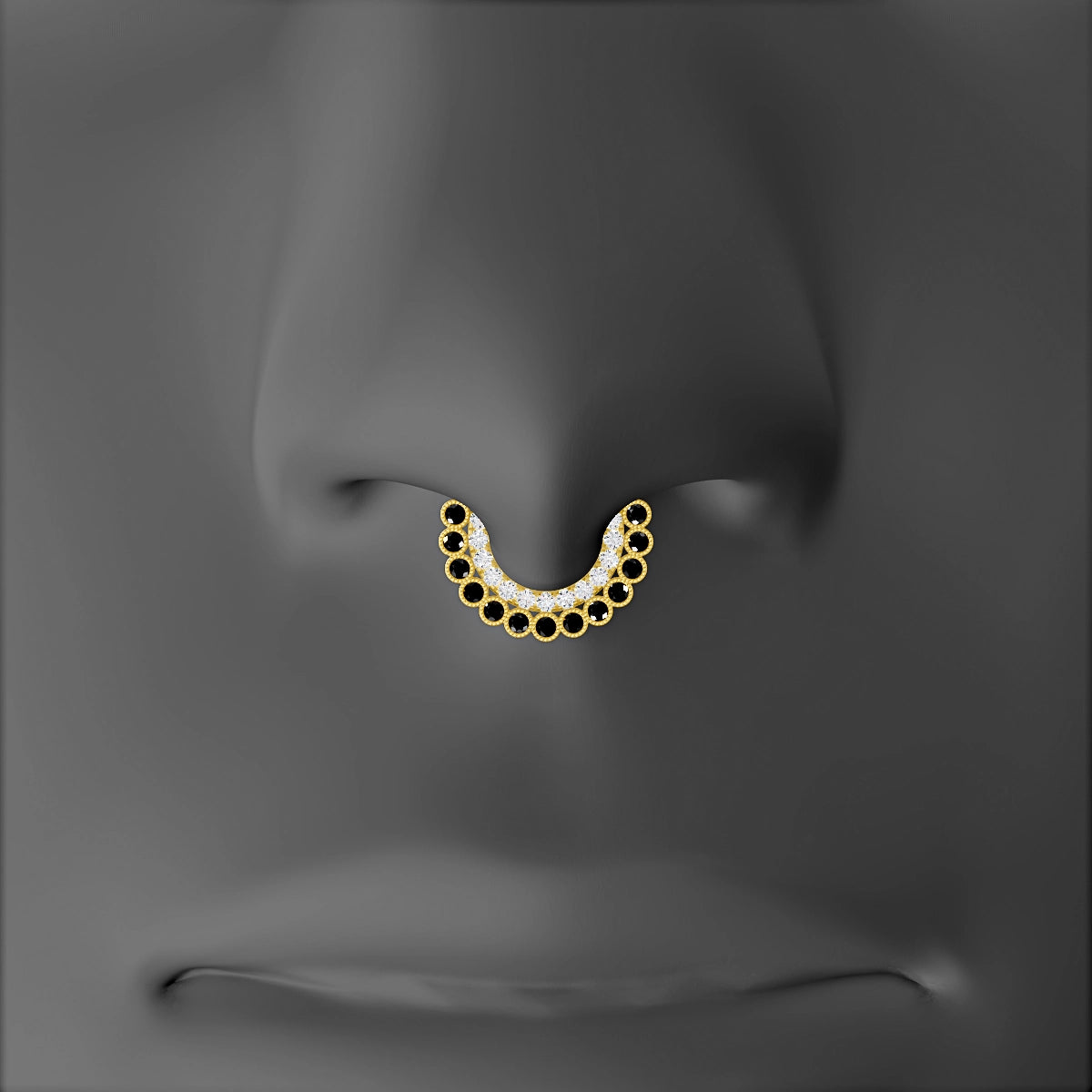 Cassandre | 18k Yellow Gold 6.5 mm Black Diamond & Diamond Septum Piercing