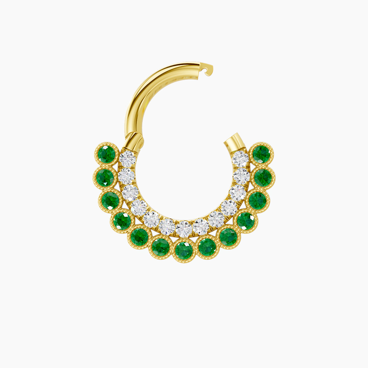 Cassandre | 18k Yellow Gold 6.5 mm Emerald & Diamond Septum Piercing