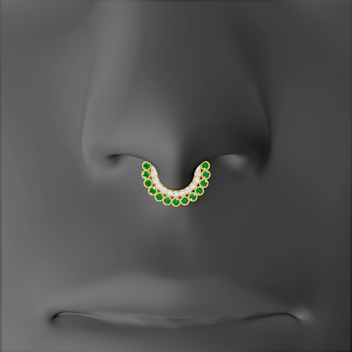 Cassandre | 18k Yellow Gold 6.5 mm Emerald & Diamond Septum Piercing