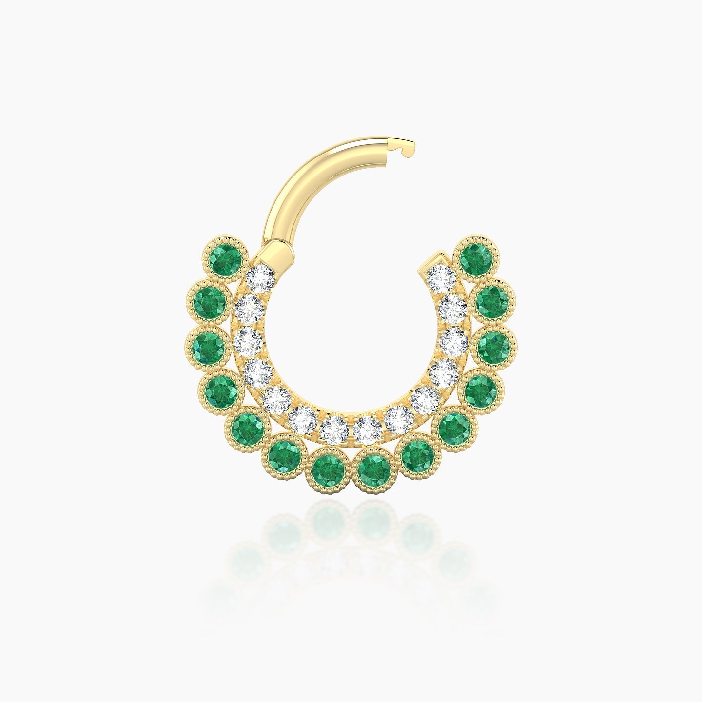 Cassandre | 18k Yellow Gold 6.5 mm Emerald & Diamond Septum Piercing