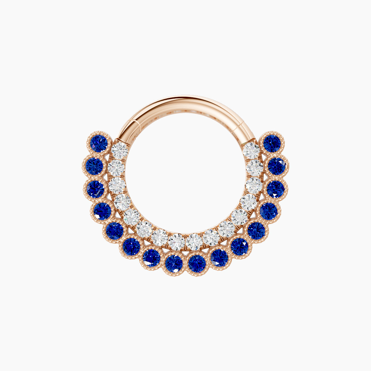 Cassandre | 18k Rose Gold 8 mm Sapphire & Diamond Daith Piercing