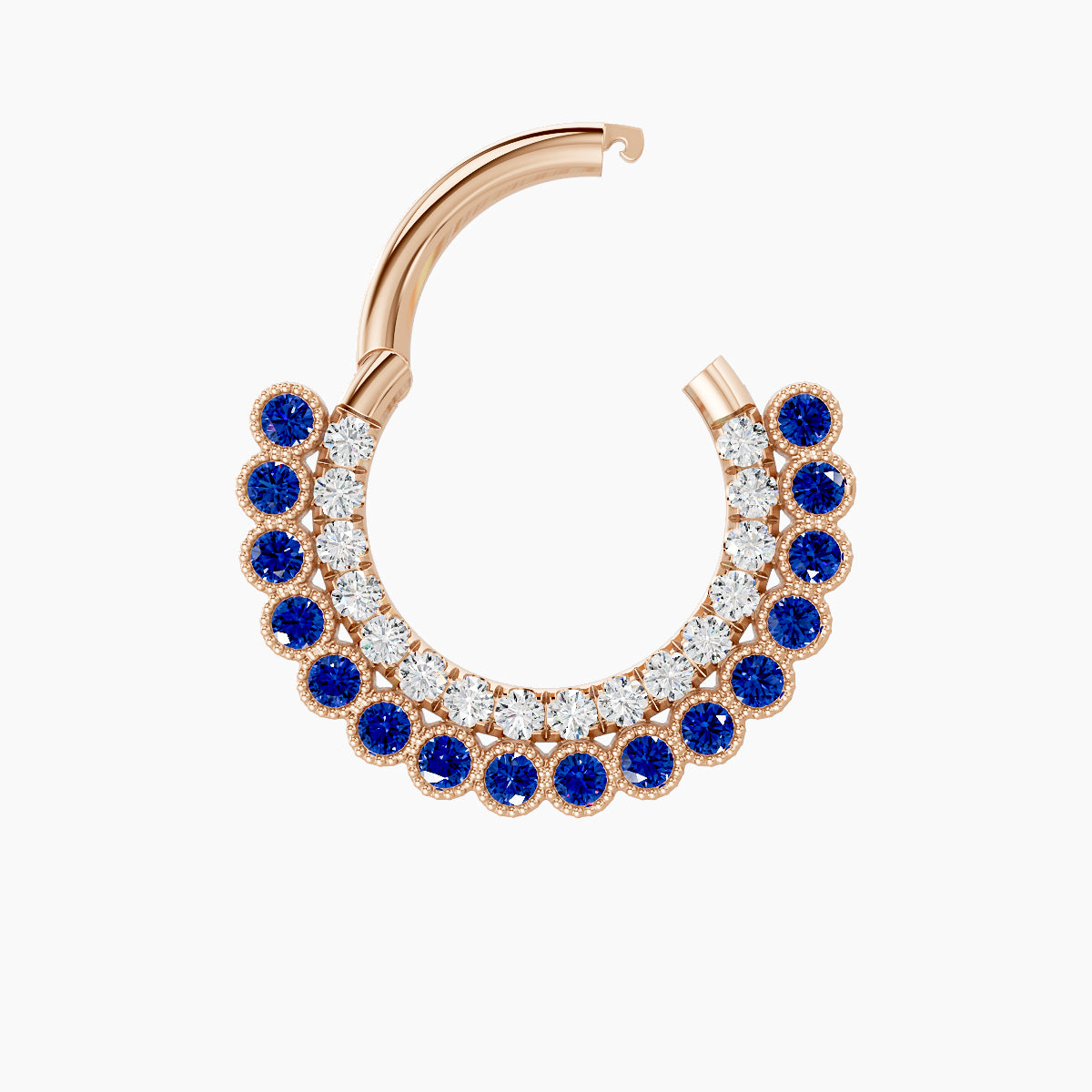 Cassandre | 18k Rose Gold 8 mm Sapphire & Diamond Daith Piercing