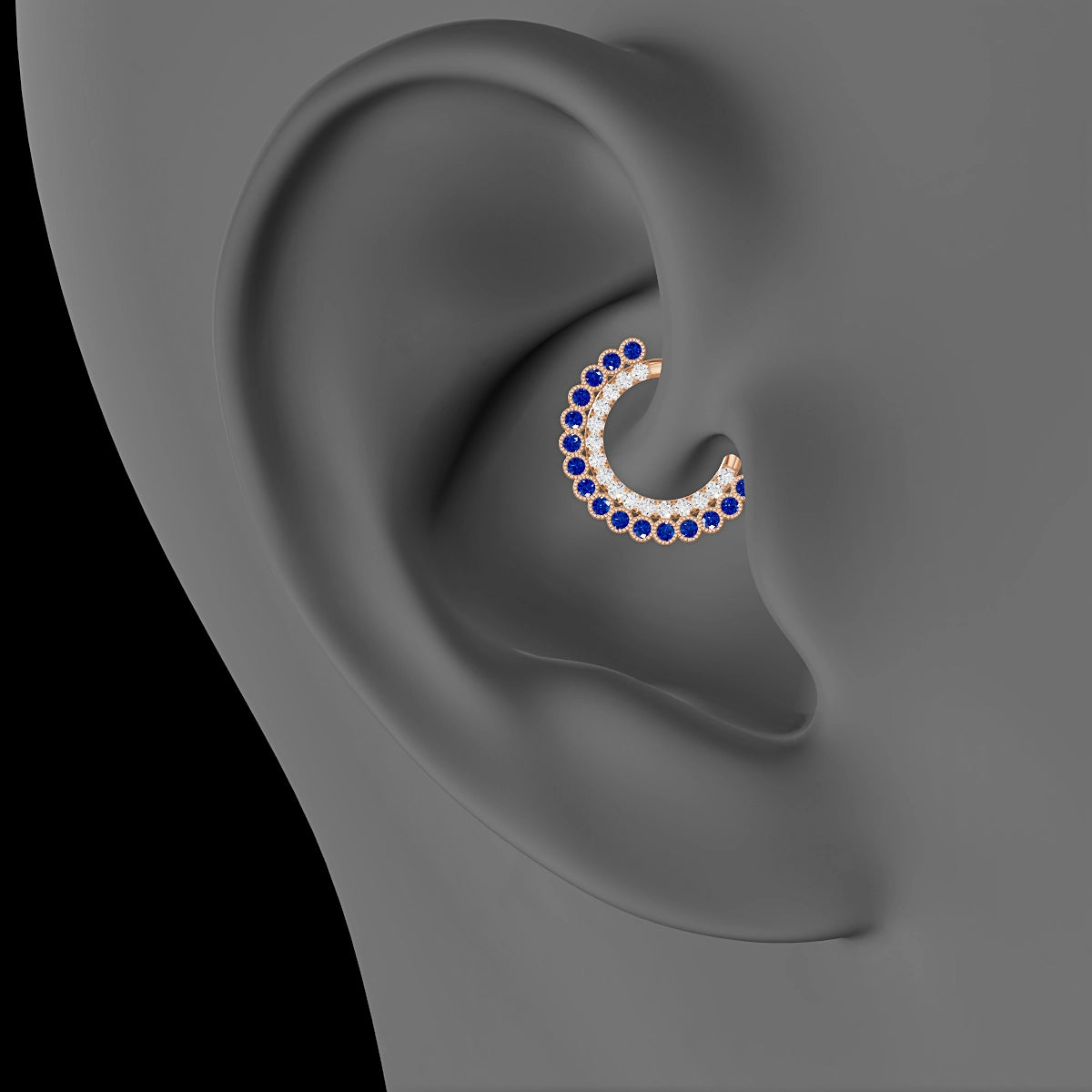 Cassandre | 18k Rose Gold 8 mm Sapphire & Diamond Daith Piercing