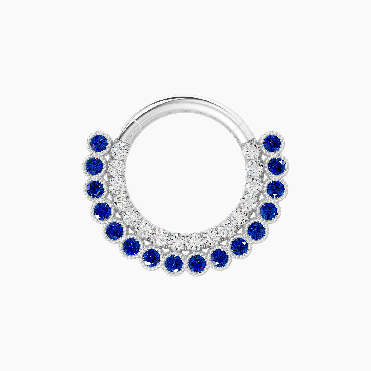 Cassandre | 18k White Gold 8 mm Sapphire & Diamond Daith Piercing