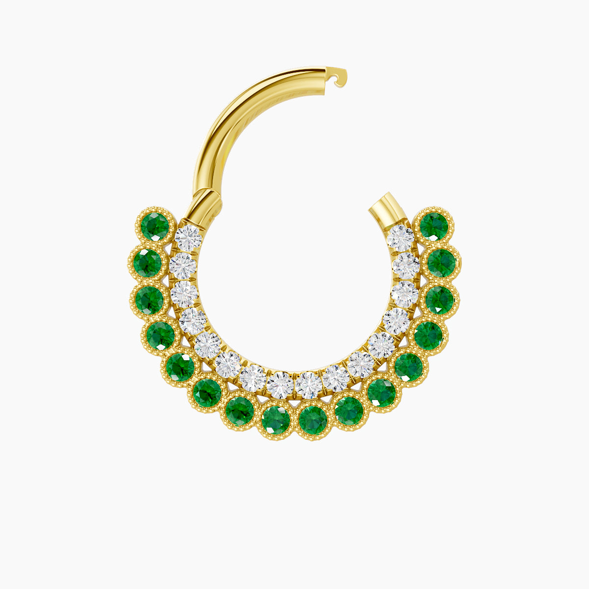 Cassandre | 18k Yellow Gold 8 mm Emerald & Diamond Daith Piercing