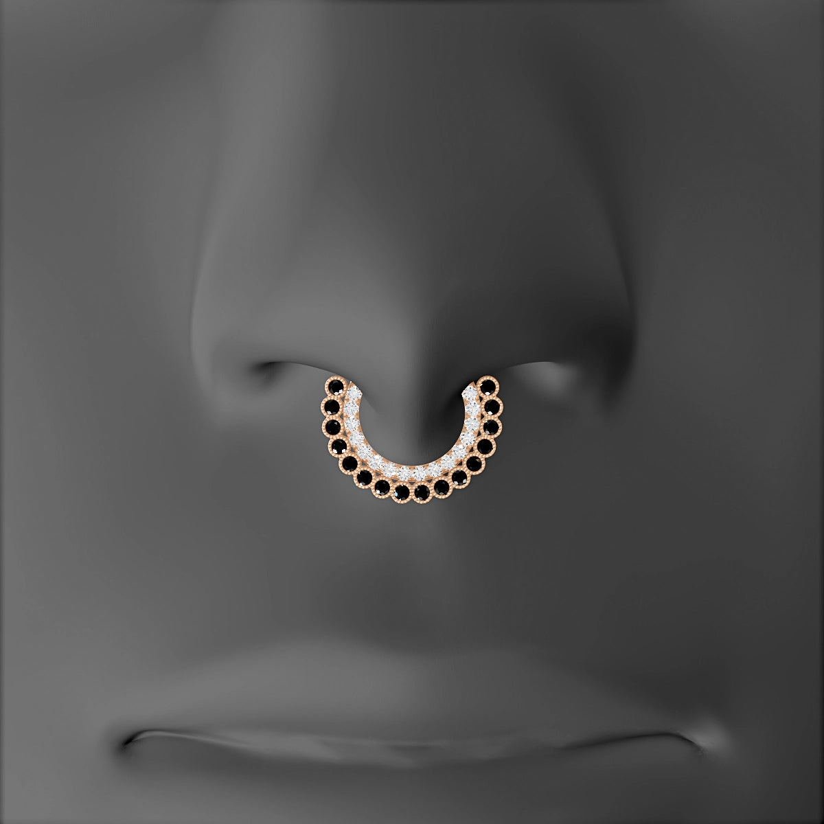 Cassandre | 18k Rose Gold 8 mm Black Diamond & Diamond Septum Piercing