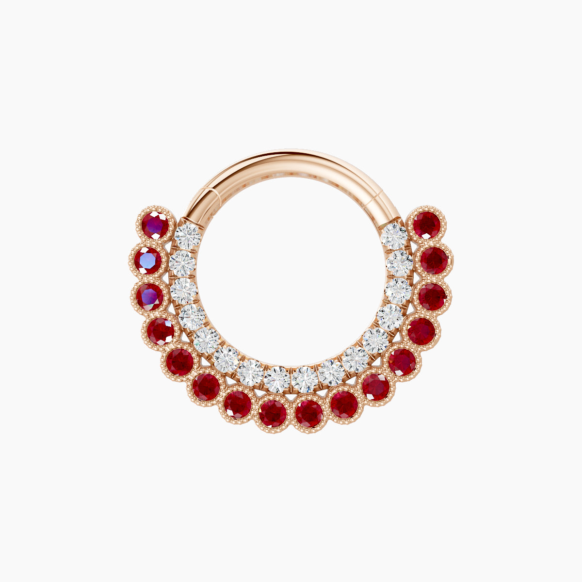 Cassandre | 18k Rose Gold 8 mm Ruby & Diamond Septum Piercing