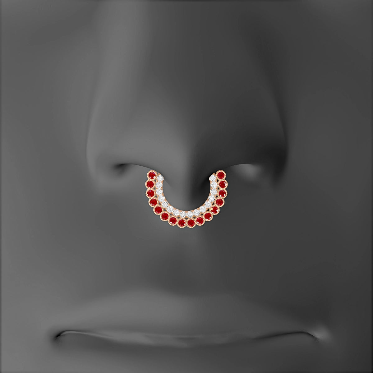 Cassandre | 18k Rose Gold 8 mm Ruby & Diamond Septum Piercing