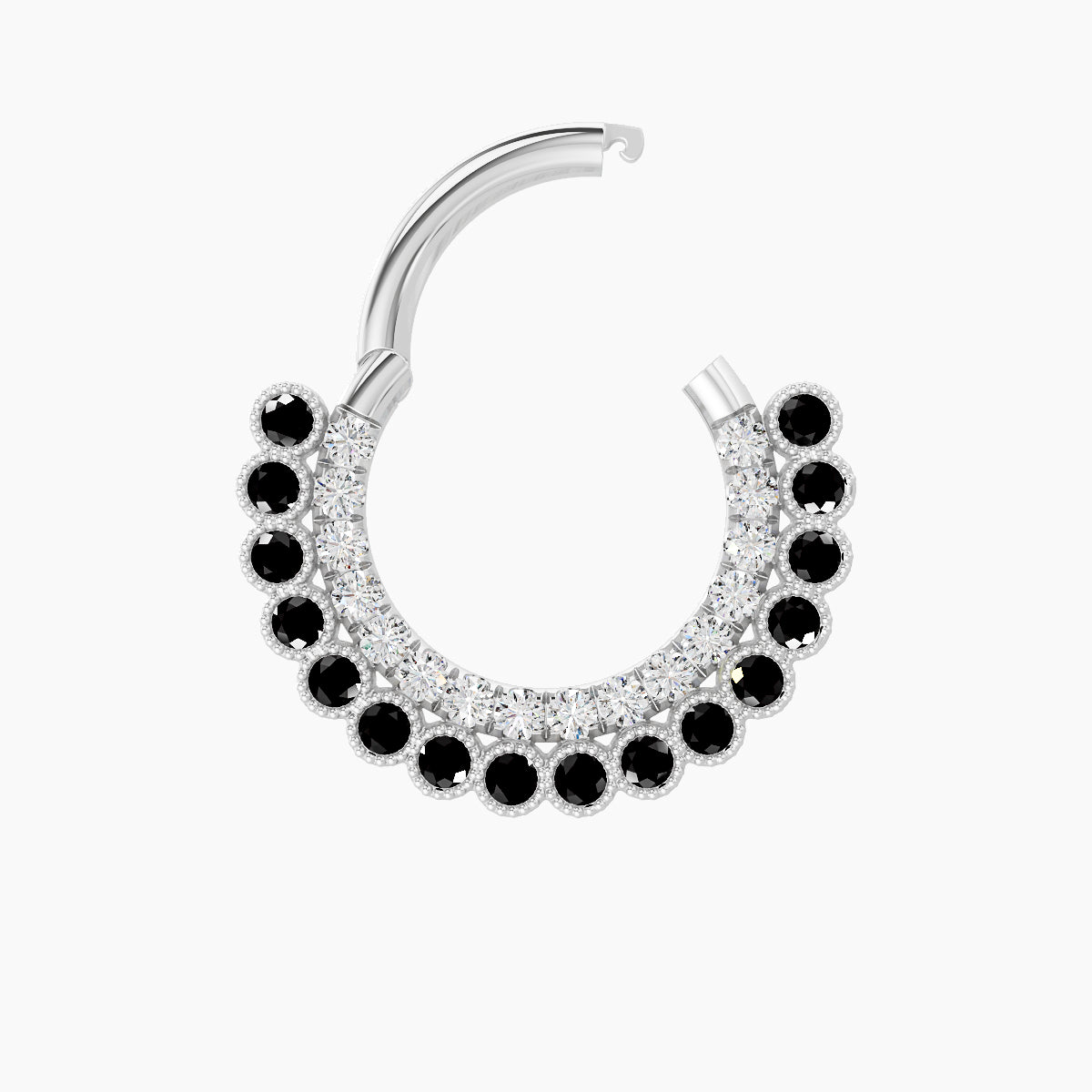 Cassandre | 18k White Gold 8 mm Black Diamond & Diamond Septum Piercing