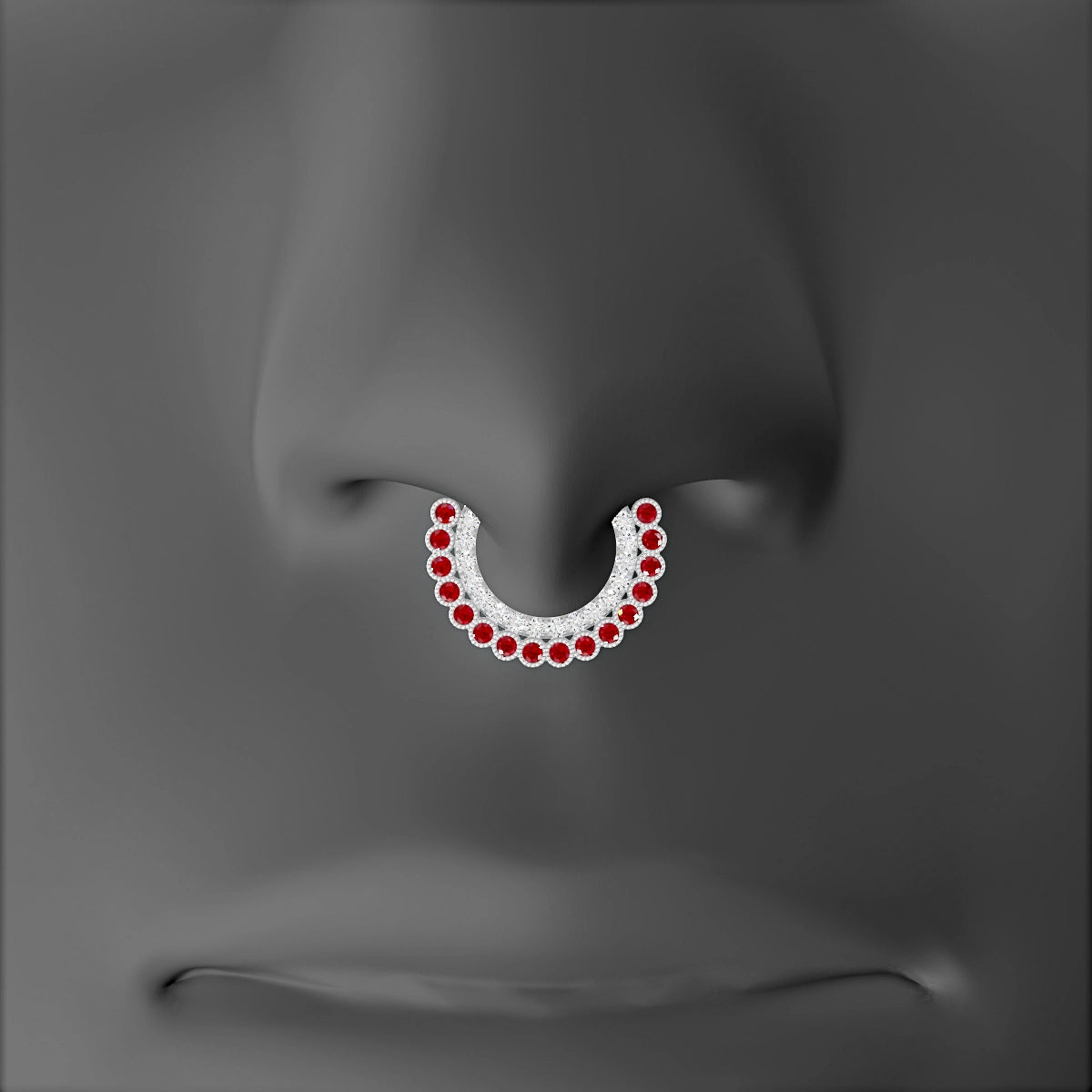 Cassandre | 18k White Gold 8 mm Ruby & Diamond Septum Piercing