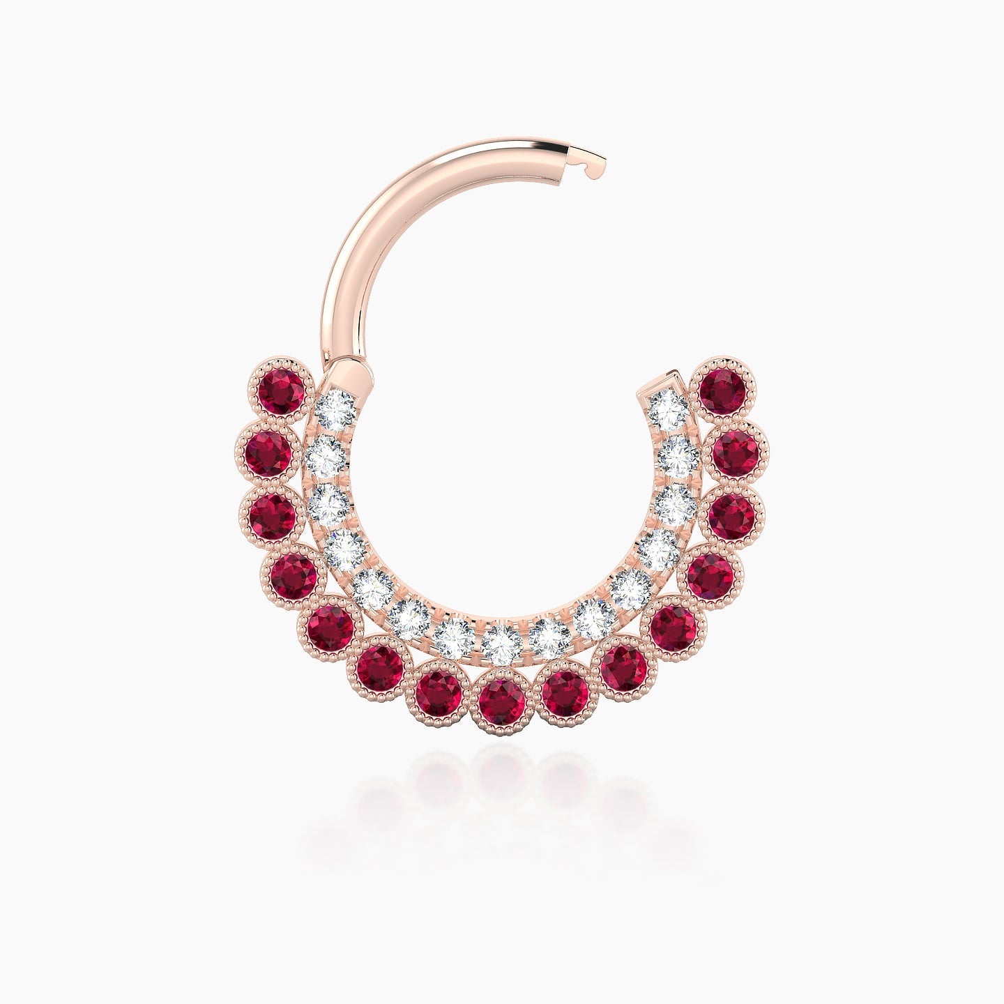 Cassandre | 18k Rose Gold 8 mm Ruby & Diamond Septum Piercing