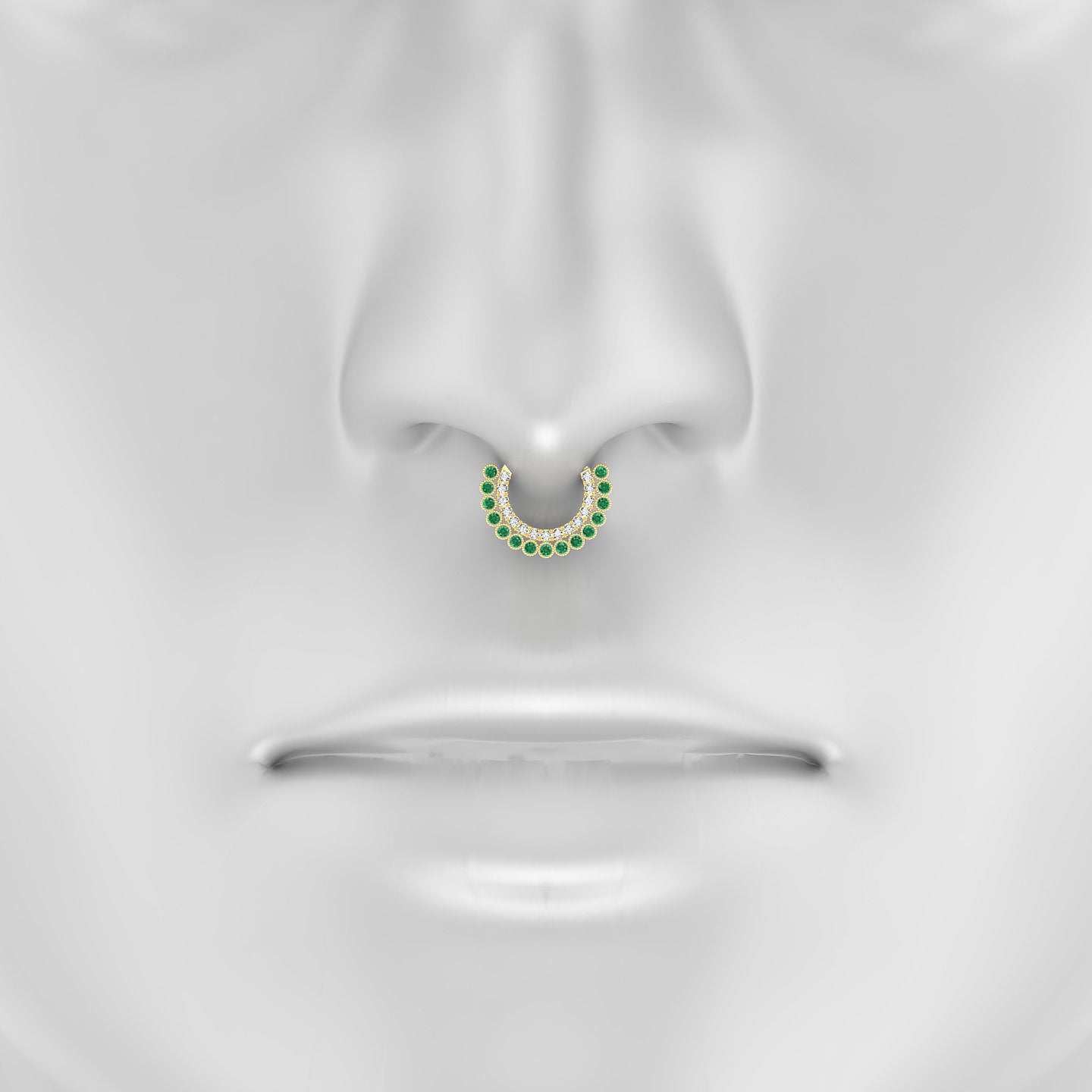 Cassandre | 18k Yellow Gold 8 mm Emerald & Diamond Septum Piercing