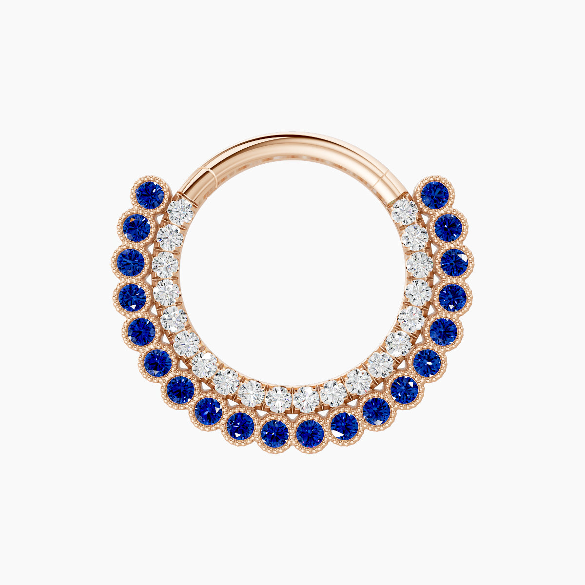 Cassandre | 18k Rose Gold 9.5 mm Sapphire & Diamond Daith Piercing