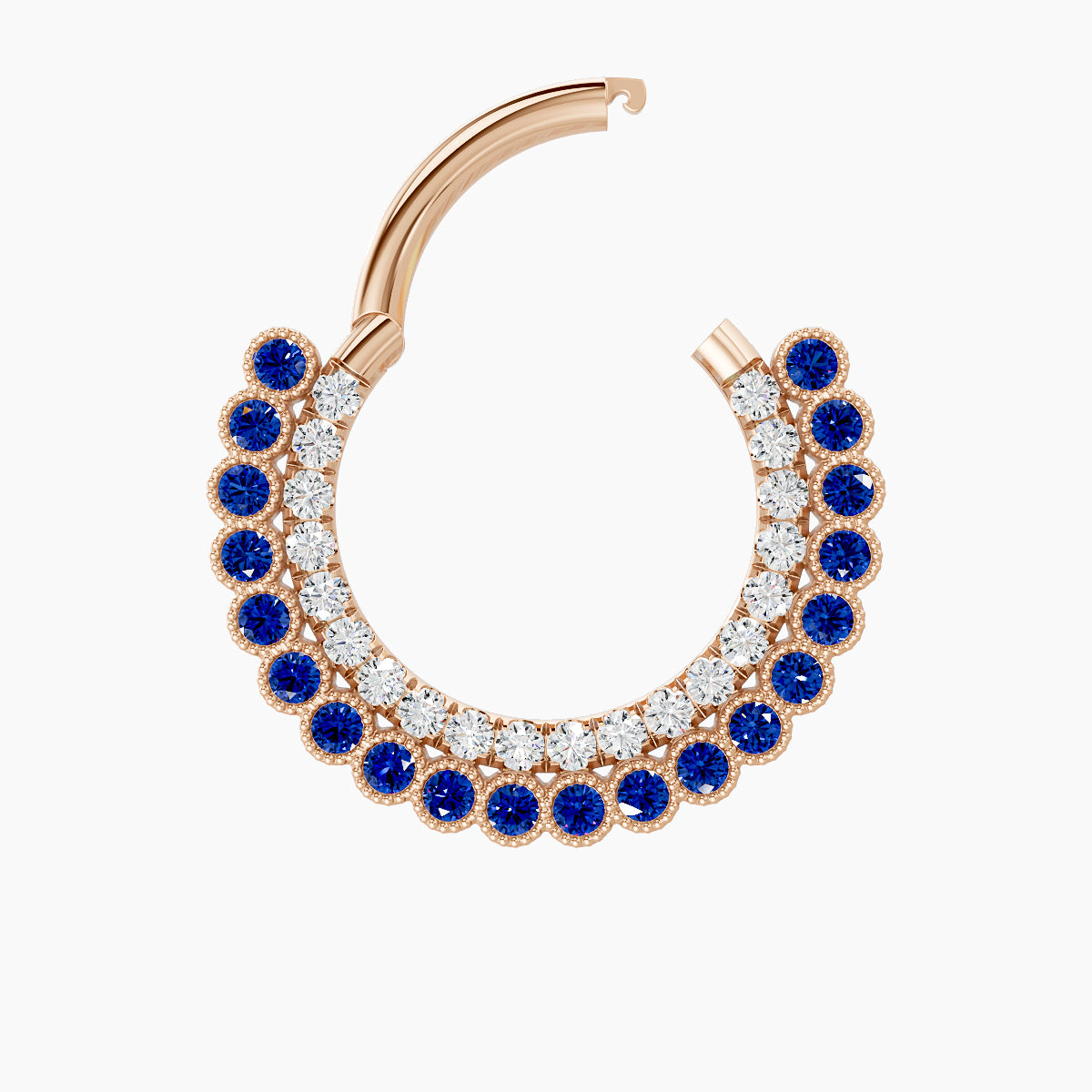 Cassandre | 18k Rose Gold 9.5 mm Sapphire & Diamond Daith Piercing