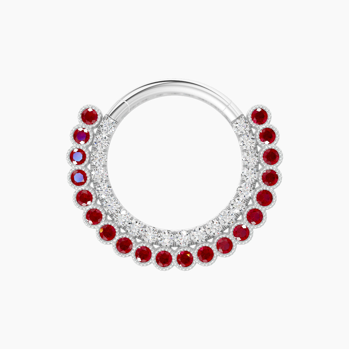 Cassandre | 18k White Gold 9.5 mm Ruby & Diamond Daith Piercing