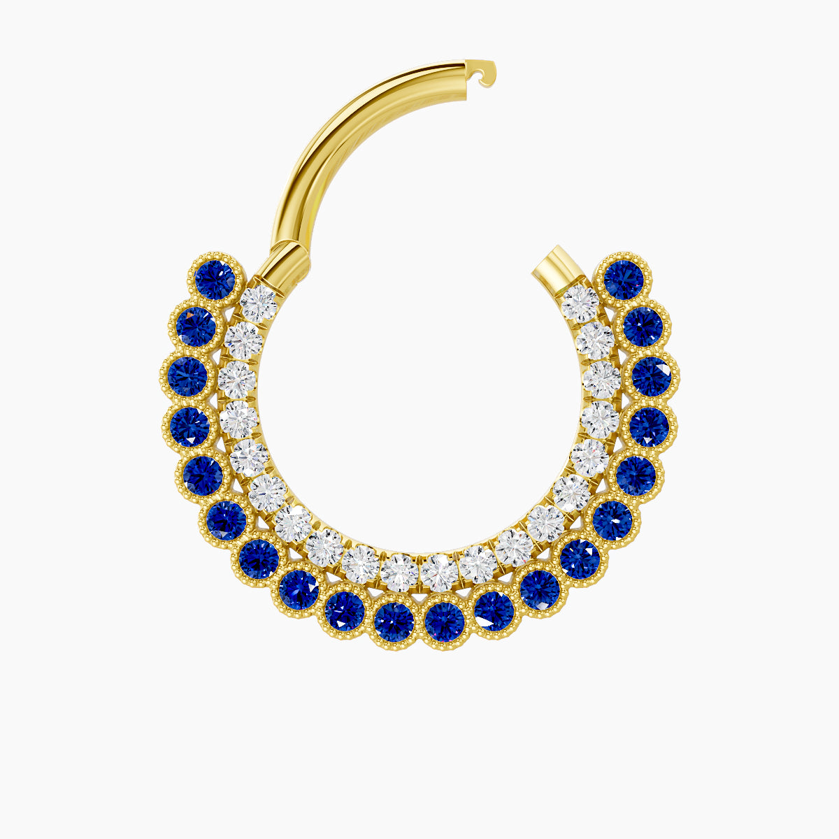 Cassandre | 18k Yellow Gold 9.5 mm Sapphire & Diamond Daith Piercing