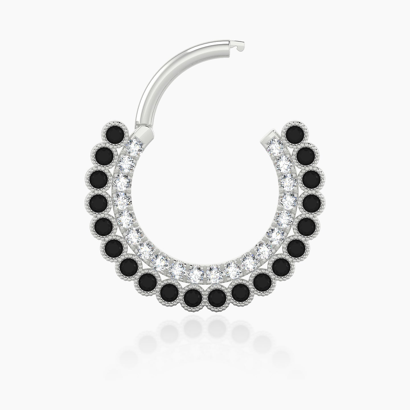 Cassandre | 18k White Gold 9.5 mm Black Diamond & Diamond Daith Piercing