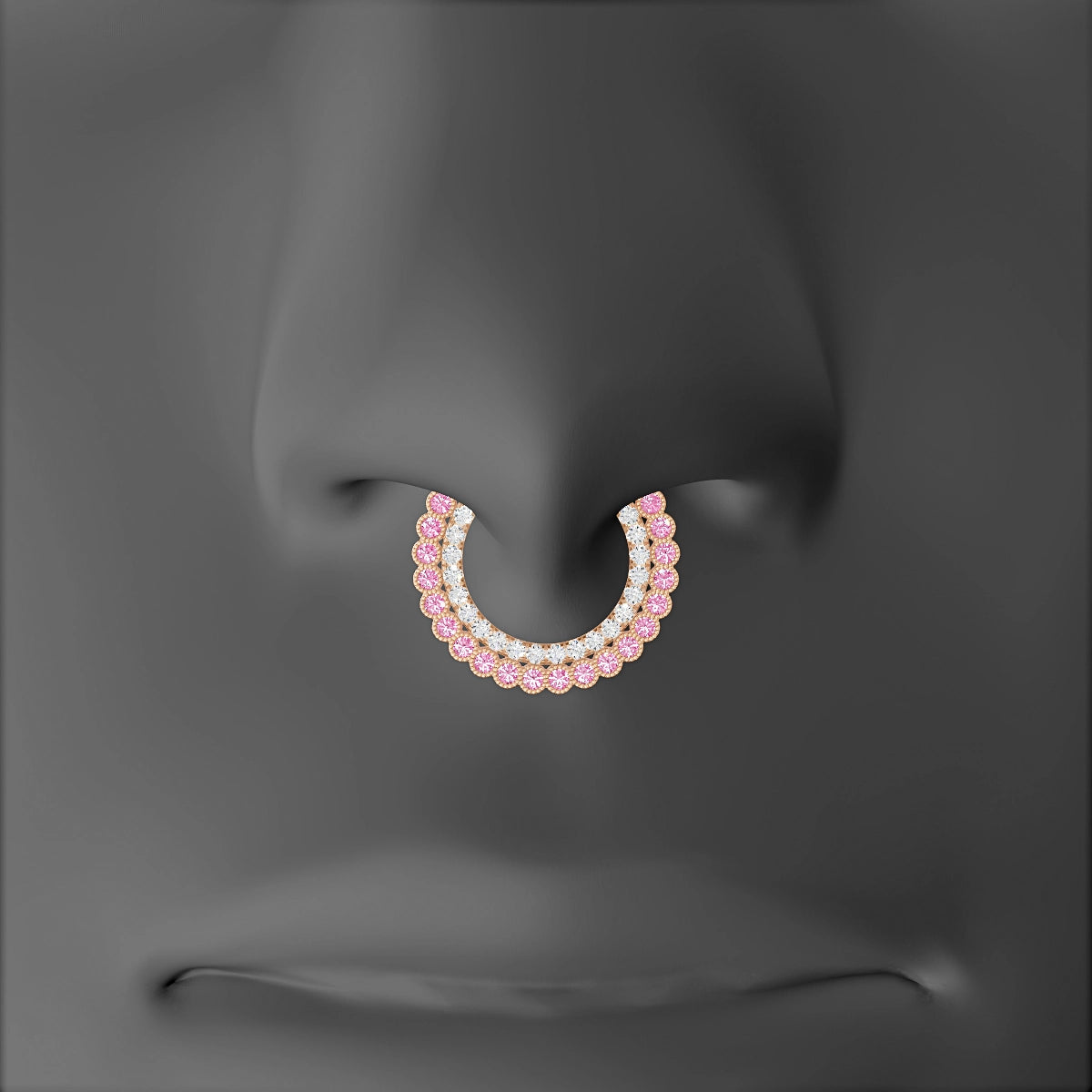 Cassandre | 18k Rose Gold 9.5 mm Pink Sapphire & Diamond Septum Piercing