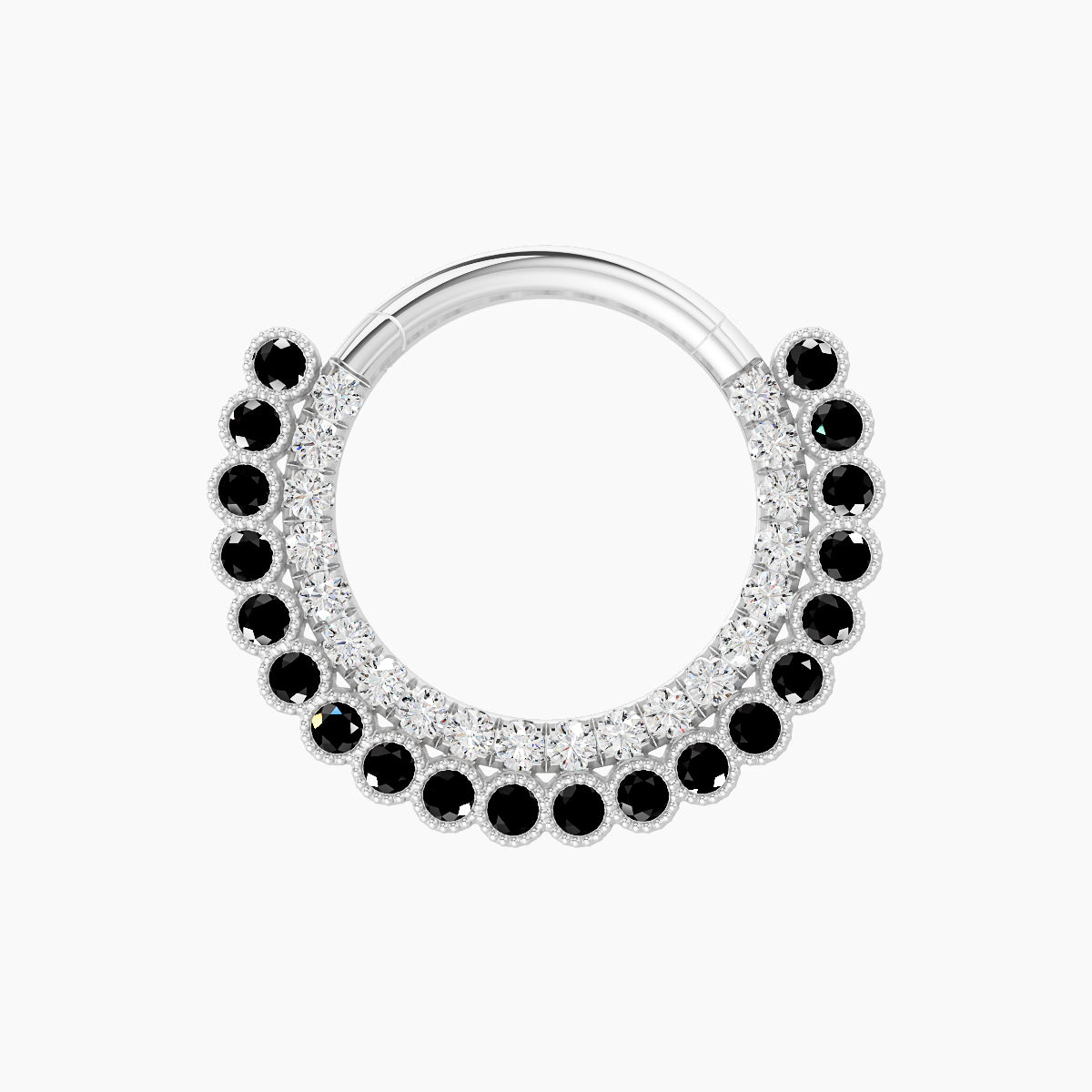 Cassandre | 18k White Gold 9.5 mm Black Diamond & Diamond Septum Piercing