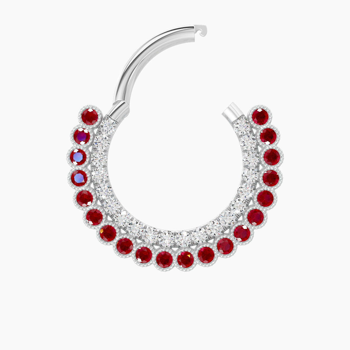 Cassandre | 18k White Gold 9.5 mm Ruby & Diamond Septum Piercing