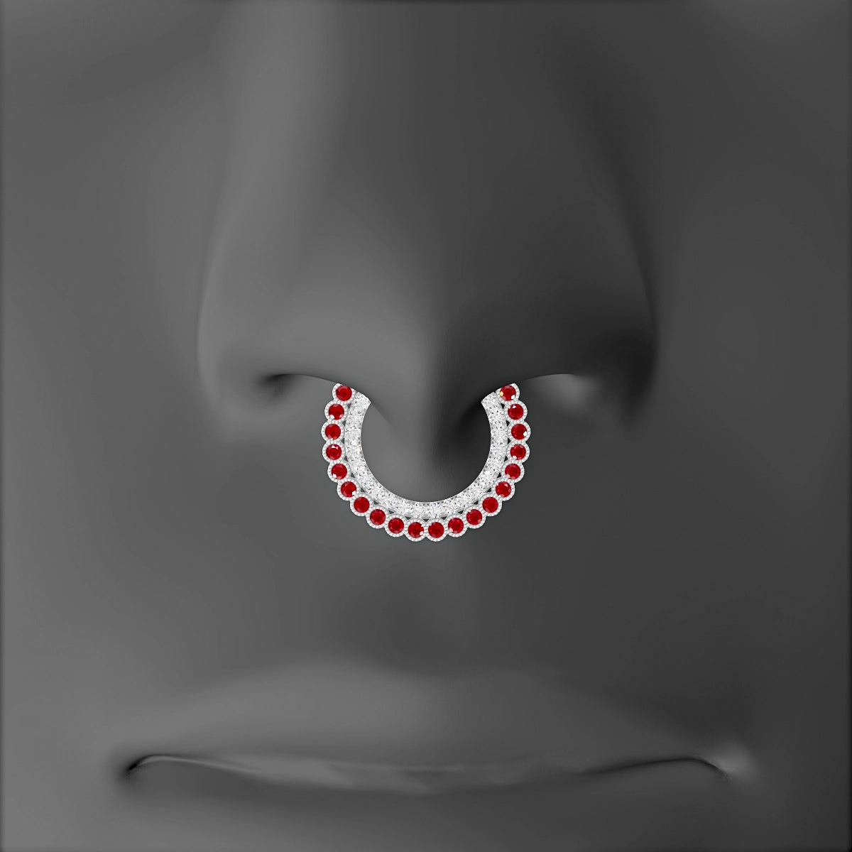Cassandre | 18k White Gold 9.5 mm Ruby & Diamond Septum Piercing