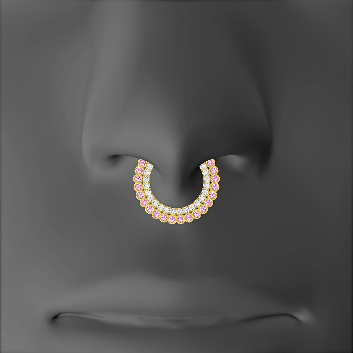 Cassandre | 18k Yellow Gold 9.5 mm Pink Sapphire & Diamond Septum Piercing