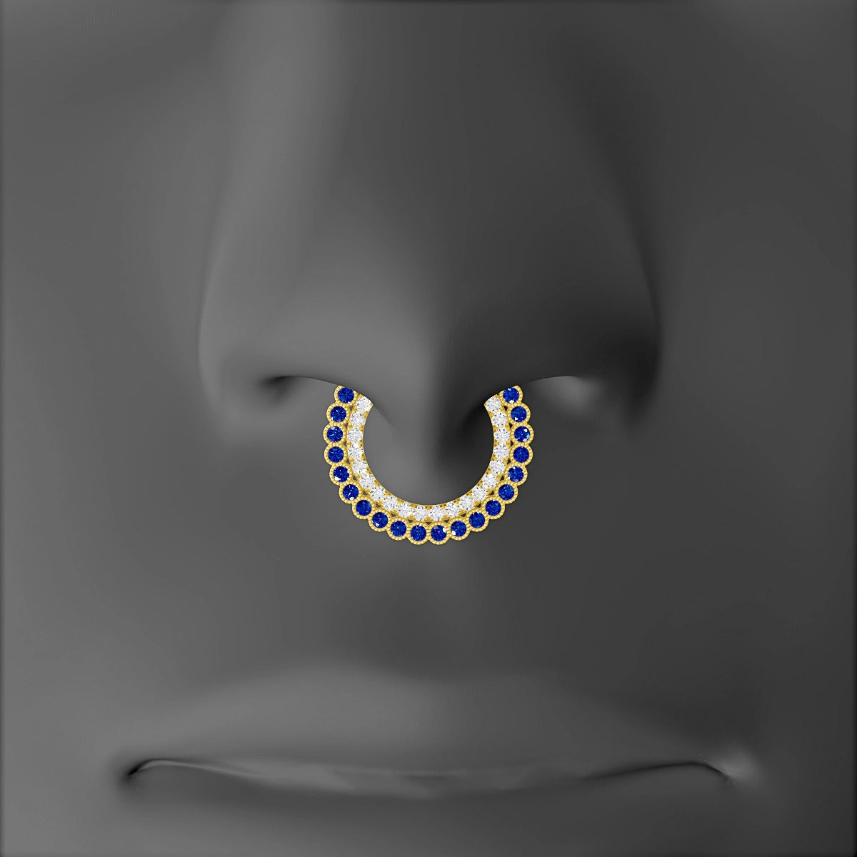 Cassandre | 18k Yellow Gold 9.5 mm Sapphire & Diamond Septum Piercing