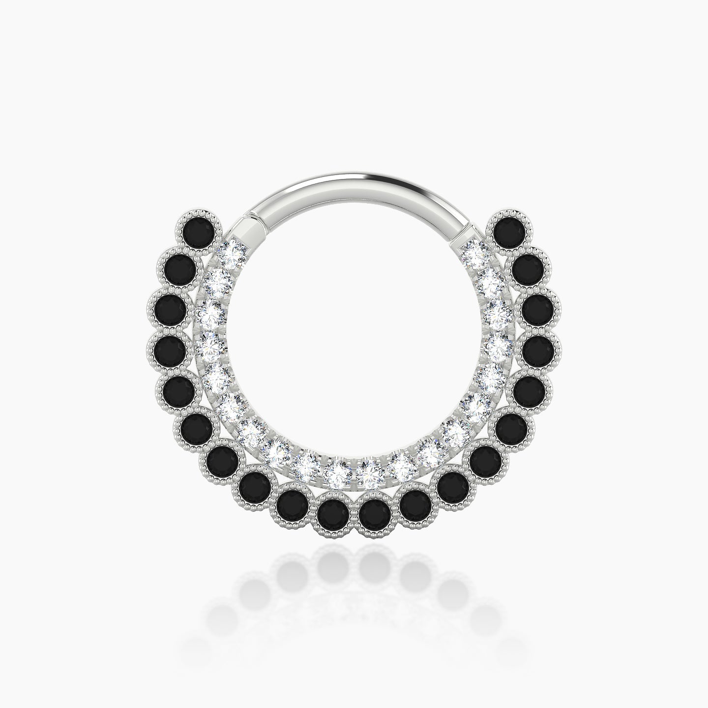 Cassandre | 18k White Gold 9.5 mm Black Diamond & Diamond Septum Piercing