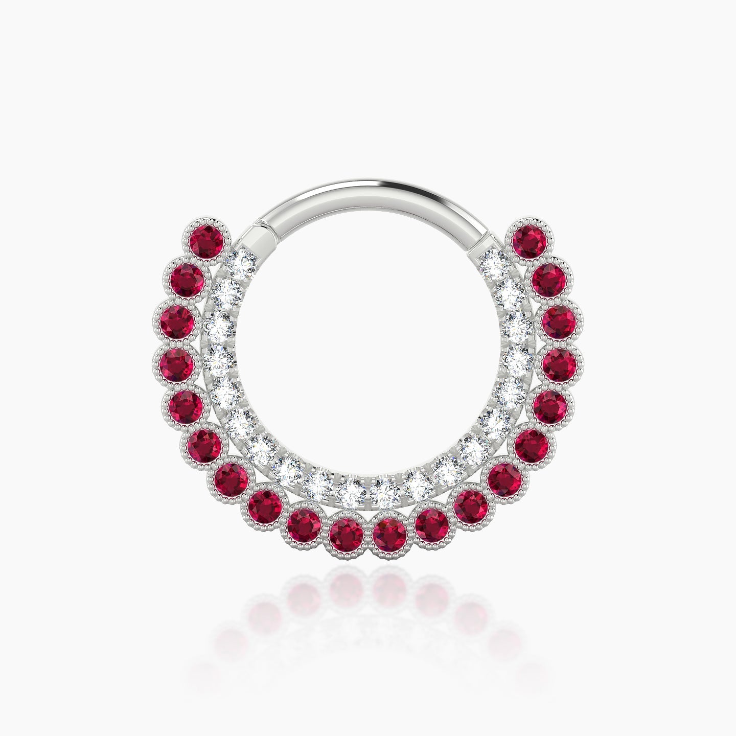 Cassandre | 18k White Gold 9.5 mm Ruby & Diamond Septum Piercing