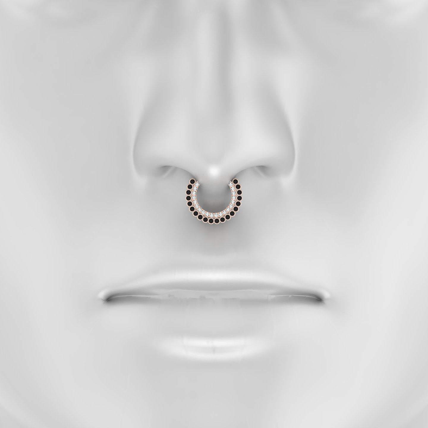 Cassandre | 18k Rose Gold 9.5 mm Black Diamond & Diamond Septum Piercing