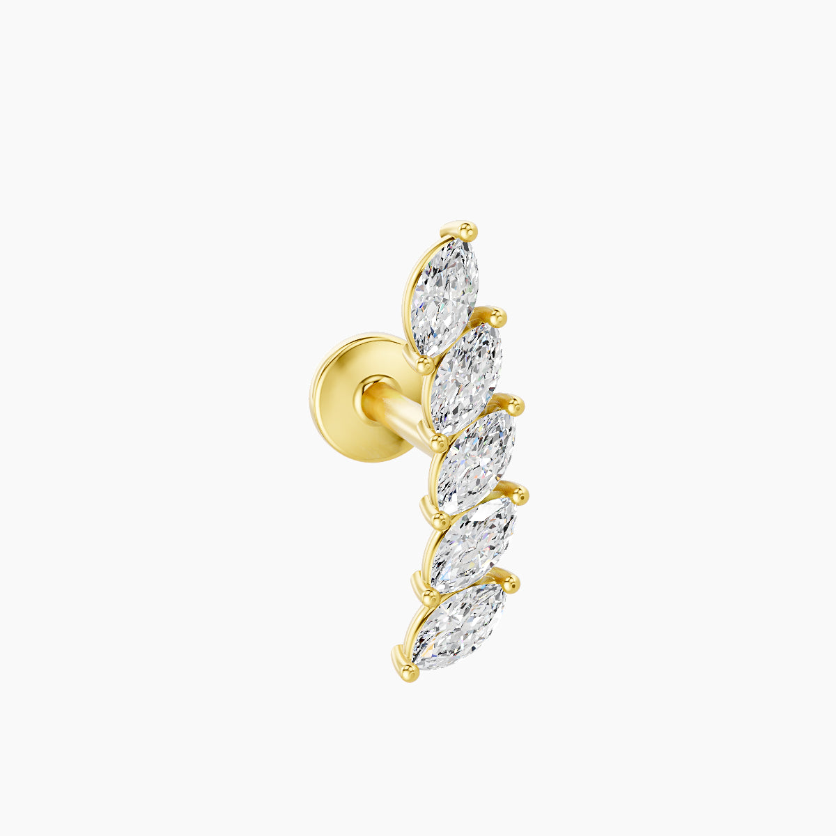 Celeste | 18k Yellow Gold 11 mm 6.5 mm Long Diamond Left Piercing