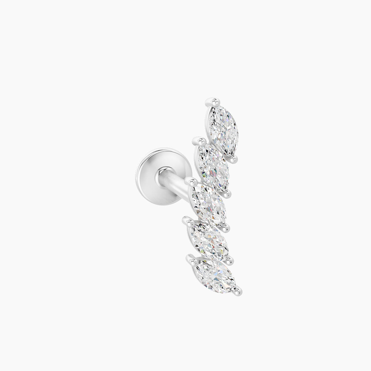 Celeste | 18k White Gold 11 mm 6.5 mm Long Diamond Right Piercing