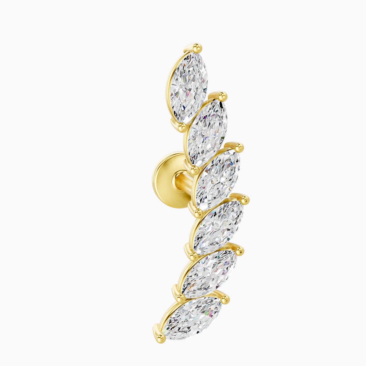 Celeste L | 18k Yellow Gold 16.4 mm 5 mm Long Diamond Left Piercing