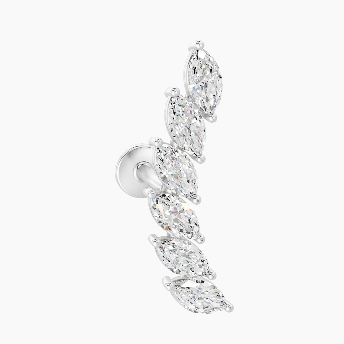 Celeste L | 18k White Gold 16.4 mm 5 mm Long Diamond Right Piercing