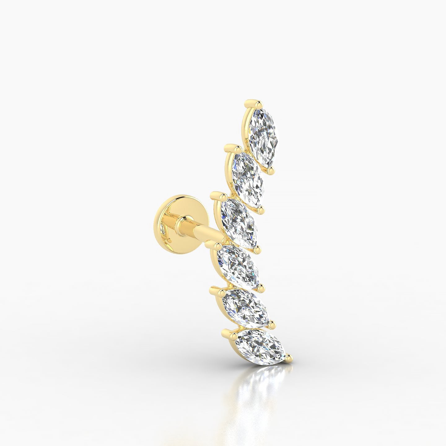 Celeste L | 18k Yellow Gold 16.4 mm 5 mm Long Diamond Right Piercing