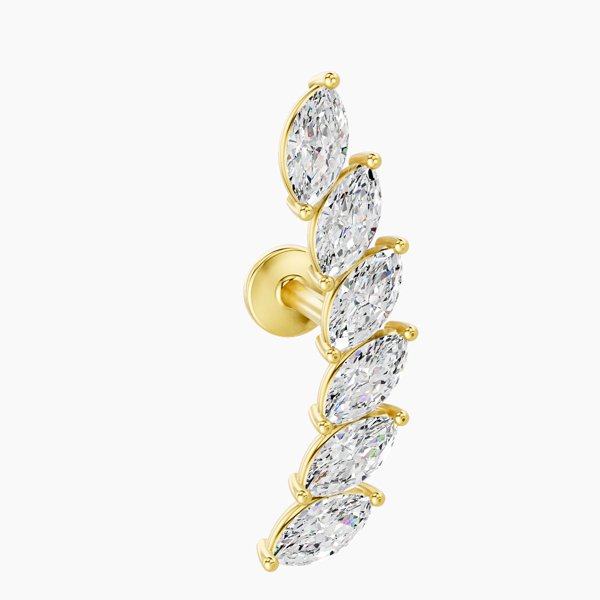 Celeste L | 18k Yellow Gold 16.4 mm 6.5 mm Long Diamond Left Piercing