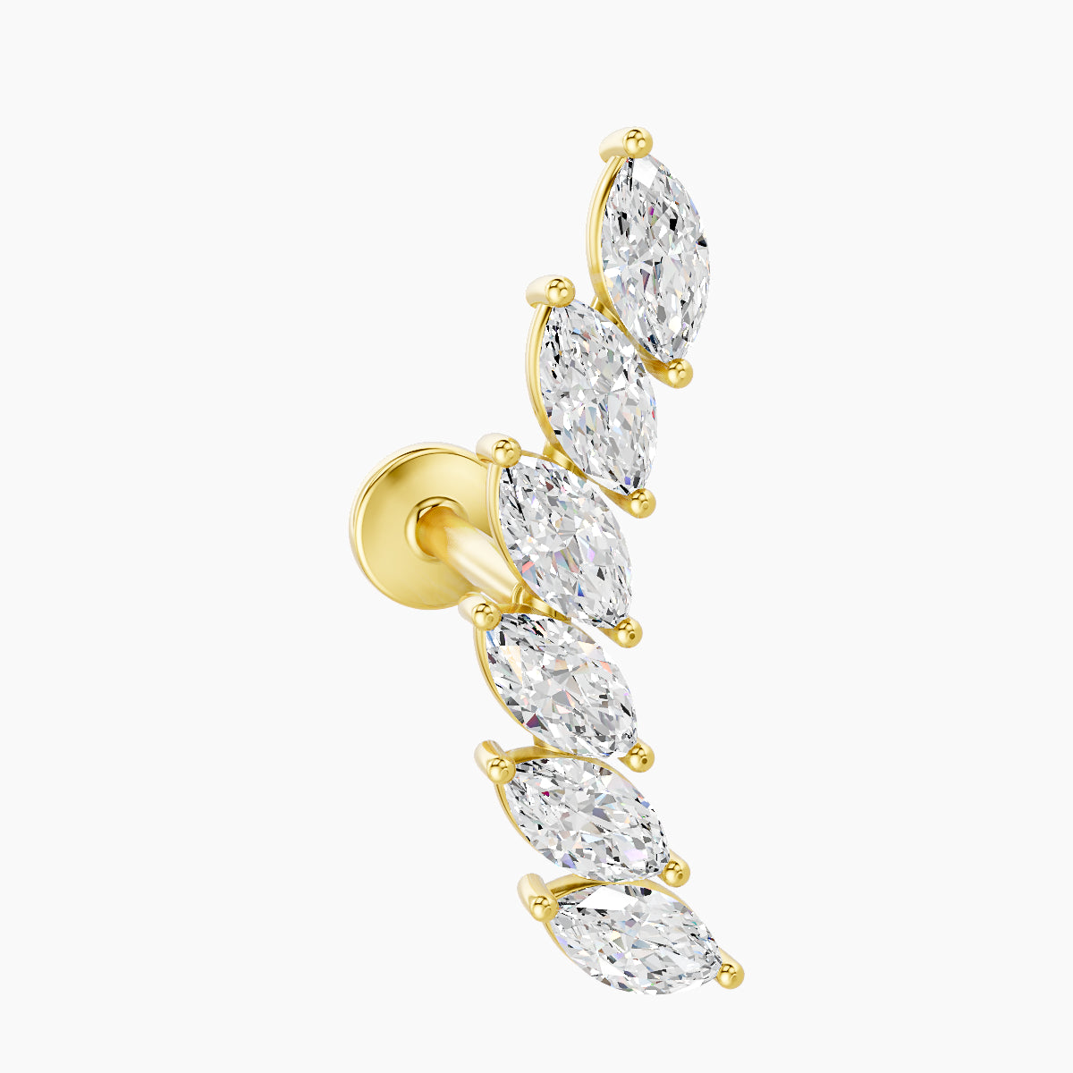 Celeste L | 18k Yellow Gold 16.4 mm 6.5 mm Long Diamond Right Piercing