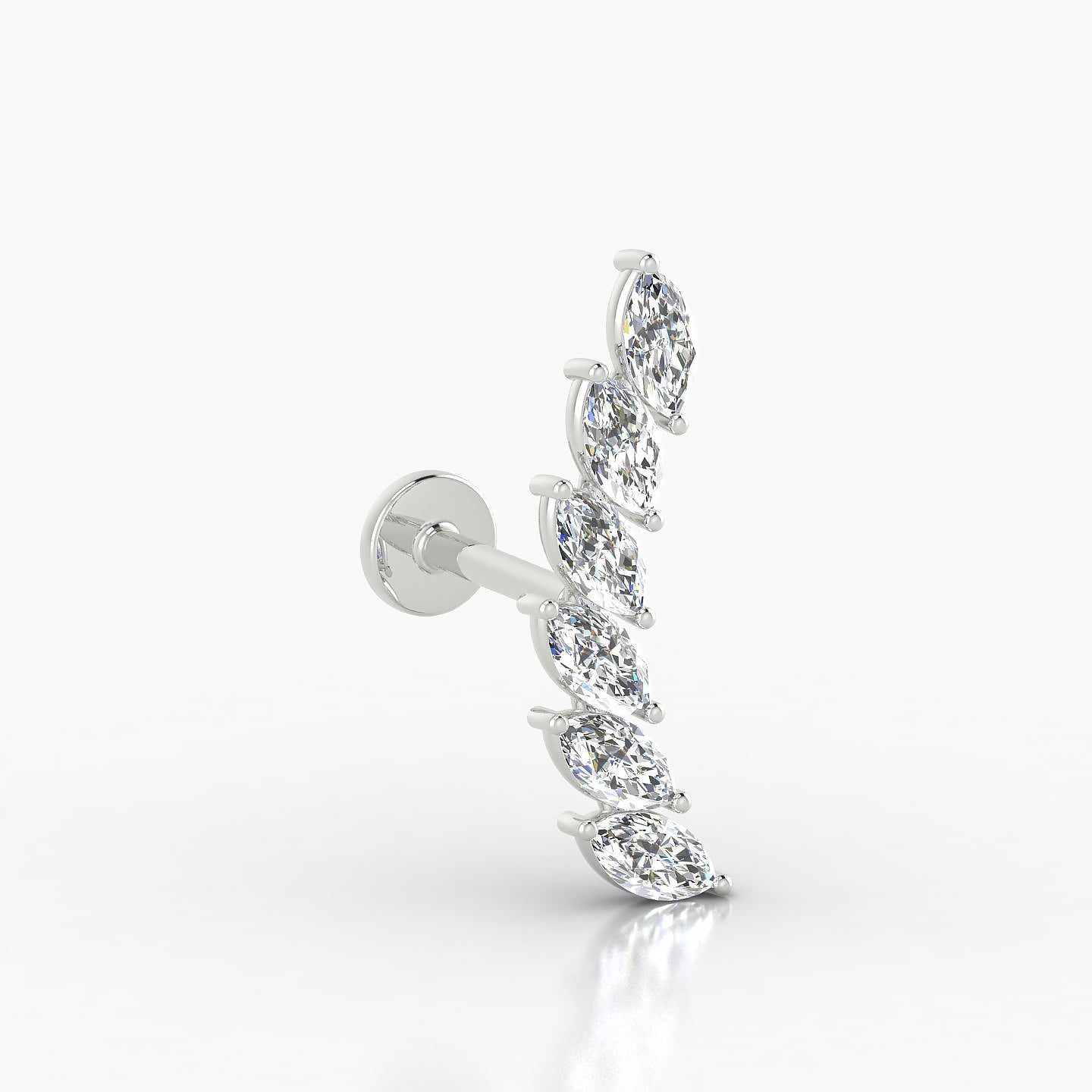 Celeste L | 18k White Gold 16.4 mm 6.5 mm Long Diamond Right Piercing