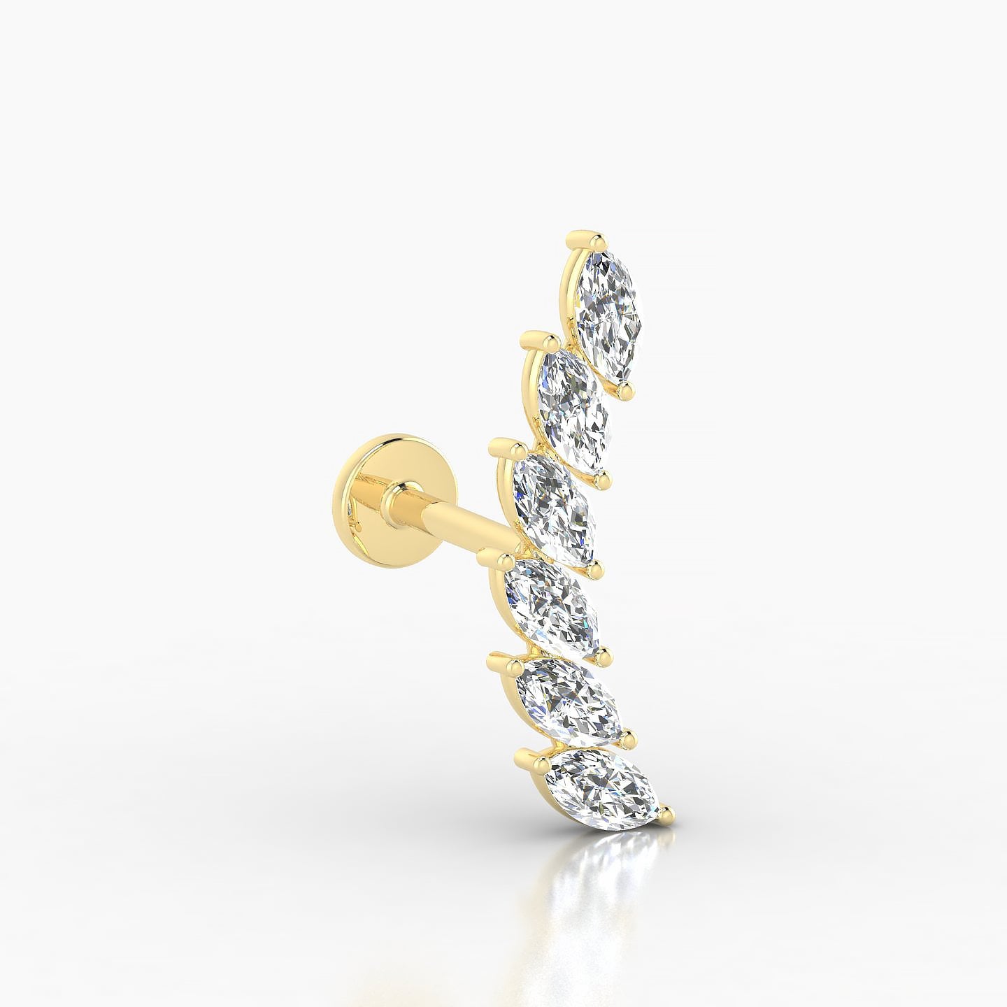Celeste L | 18k Yellow Gold 16.4 mm 6.5 mm Long Diamond Right Piercing