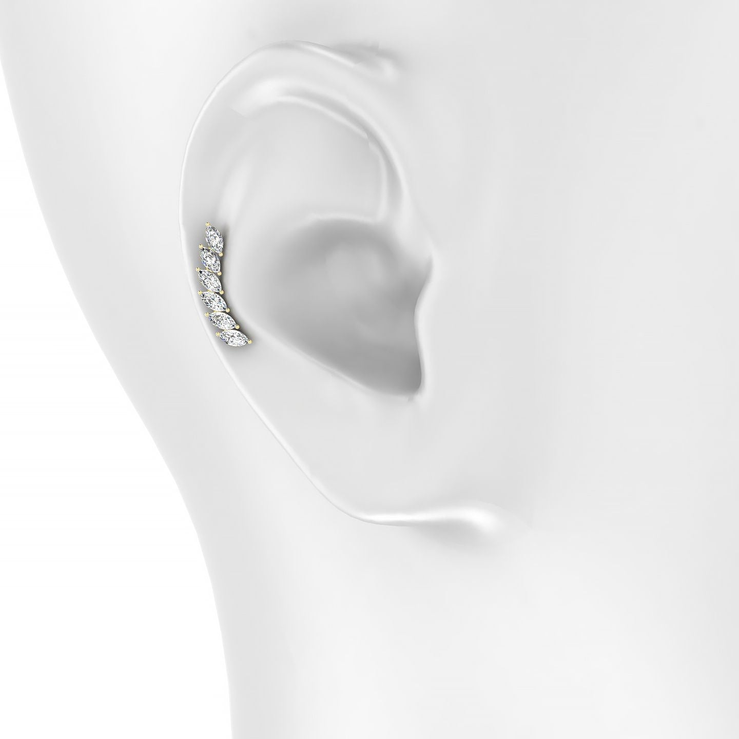 Celeste L | 18k Yellow Gold 16.4 mm 6.5 mm Long Diamond Right Piercing